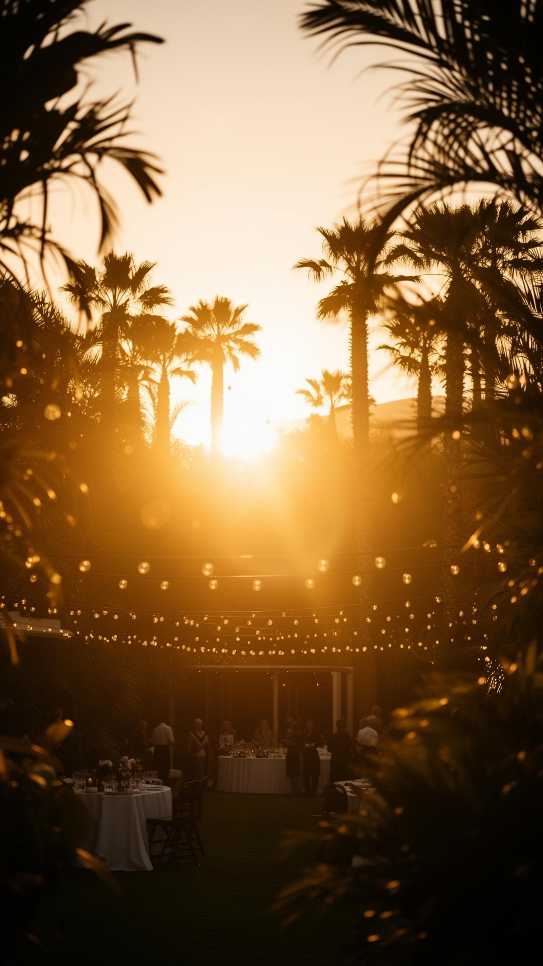 Golden hour sunset at a Sangos Events gathering